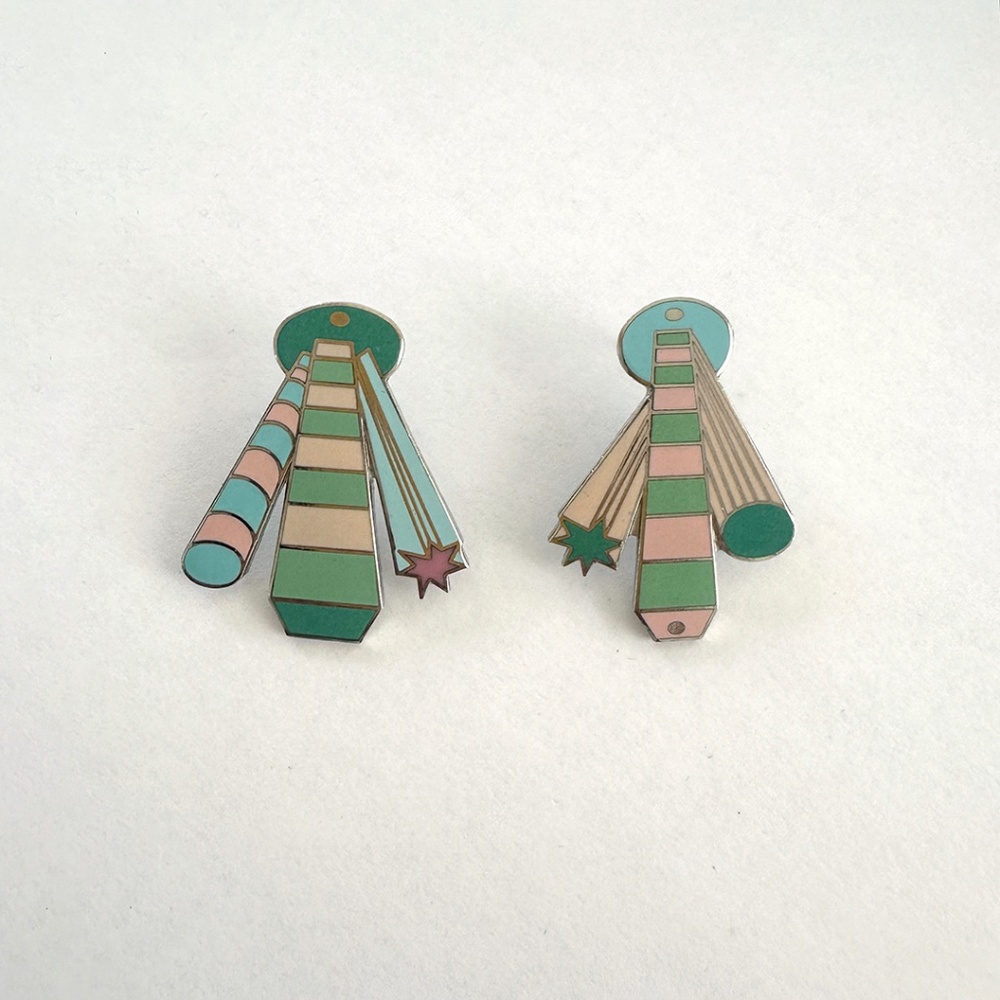 vintage memphis design sterling silver enamel earrings